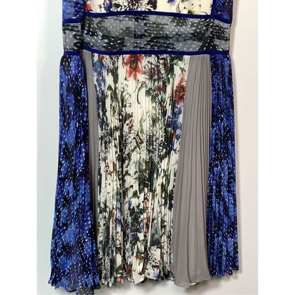 Rebecca Taylor Women's Silk Lined Floral Pleated Mini Dress Multicolor Size 6 - Picture 3 of 8